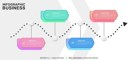 4 steps process modern infographic diagram vector