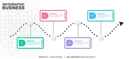 4 steps process modern infographic diagram vector