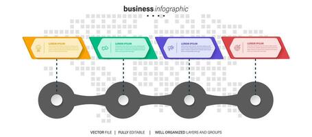 4 steps process modern infographic diagram vector