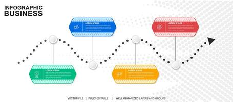 Business infographic template. Thin line design label with icon and 4 options, steps or processes. vector