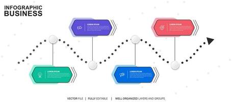 4 steps process modern infographic diagram vector