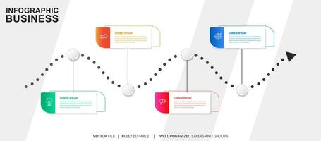 4 4 pasos proceso moderno infografía diagrama vector