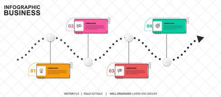 infografía flechas con paso arriba opciones vector modelo en plano diseño estilo