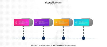 Infographic business presentation 4 options to goal. Infographic Arrows. Strategy, Marketing, Report. Vector illustration.