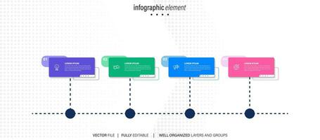 infografía diseño con 4 4 paso, infografía negocio concepto, fluir, cuadro, presentación vector