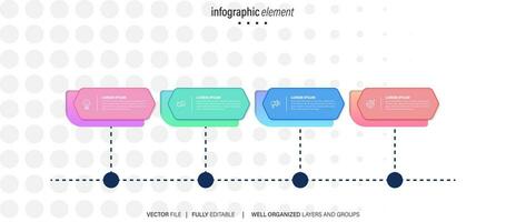 Business infographic design template with 4 options, steps or processes. Can be used for workflow layout, diagram, annual report, web design vector