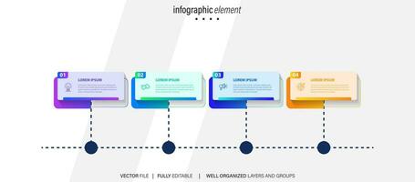 Business process infographic template. Thin line design with numbers 4 options or steps. Vector illustration graphic design
