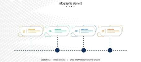 Business infographic design template with 4 options, steps or processes. Can be used for workflow layout, diagram, annual report, web design vector