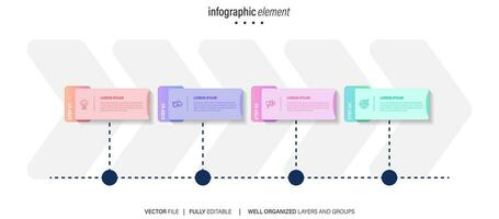 negocio proceso infografía modelo. Delgado línea diseño con números 4 4 opciones o pasos. vector ilustración gráfico diseño