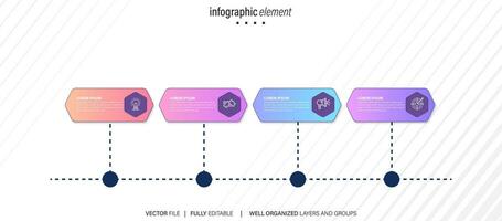 Presentation business infographic template colorful with 4 step vector