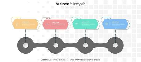 Business process infographic template. Thin line design with numbers 4 options or steps. Vector illustration graphic design