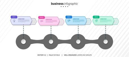 Presentation business infographic template colorful with 4 step vector