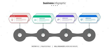 plantilla de negocio de diseño infográfico vectorial con iconos y 4 opciones o pasos. se puede utilizar para diagramas de proceso, presentaciones, diseño de flujo de trabajo, pancarta, diagrama de flujo, gráfico de información vector