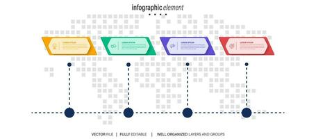 pasos diseño de plantilla infográfica de proceso de línea de tiempo de visualización de datos comerciales con iconos vector