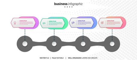 Vector Infographic design business template with icons and 4 options or steps. Can be used for process diagram, presentations, workflow layout, banner, flow chart, info graph