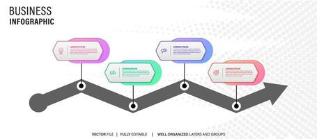 Four steps timeline infographic template vector. vector