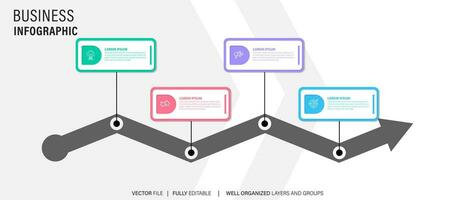 Four steps timeline infographic template vector. vector