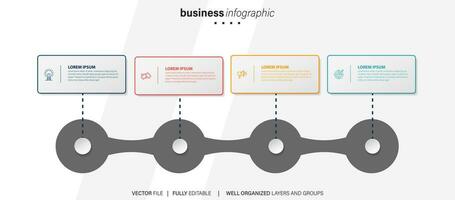 plantilla de negocio de diseño infográfico vectorial con iconos y 4 opciones o pasos. se puede utilizar para diagramas de proceso, presentaciones, diseño de flujo de trabajo, pancarta, diagrama de flujo, gráfico de información vector