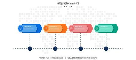 cuatro pasos cronograma infografía modelo vector. vector