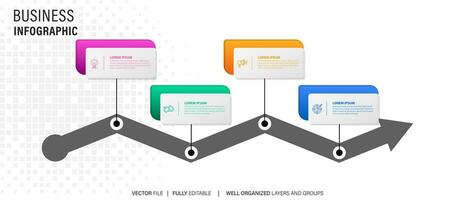 Timeline Creator infographic template. 4 Step timeline journey, calendar Flat simple infographics design template. presentation graph. Business concept with 4 options, vector illustration.