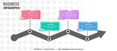 Timeline Creator infographic template. 4 Step timeline journey, calendar Flat simple infographics design template. presentation graph. Business concept with 4 options, vector illustration.