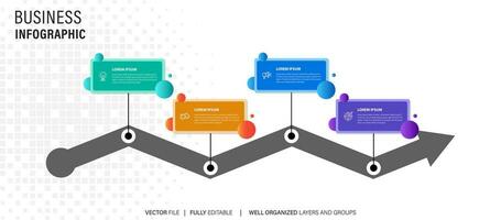 Timeline Creator infographic template. 4 Step timeline journey, calendar Flat simple infographics design template. presentation graph. Business concept with 4 options, vector illustration.