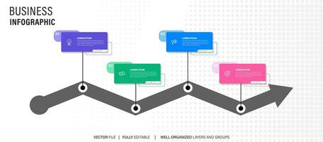 Timeline Creator infographic template. 4 Step timeline journey, calendar Flat simple infographics design template. presentation graph. Business concept with 4 options, vector illustration.