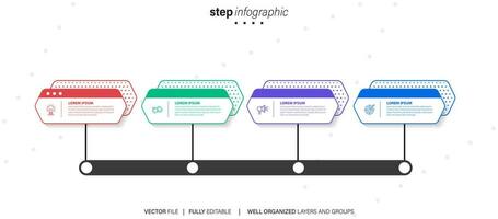 Timeline Creator infographic template. 4 Step timeline journey, calendar Flat simple infographics design template. presentation graph. Business concept with 4 options, vector illustration.