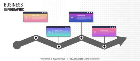 Timeline Creator infographic template. 4 Step timeline journey, calendar Flat simple infographics design template. presentation graph. Business concept with 4 options, vector illustration.