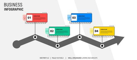 plantilla de diseño de etiquetas infográficas vectoriales con iconos y 4 opciones o pasos. se puede utilizar para diagramas de proceso, presentaciones, diseño de flujo de trabajo, banner, diagrama de flujo, gráfico de información. vector