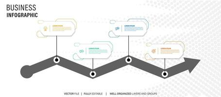 Vector infographic label design concept with circle layout and marketing icons with 4 steps or options.