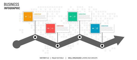 Timeline infographic line design with icons. Template for graph, diagram, presentations. Business concept with 4 options. Vector illustration.