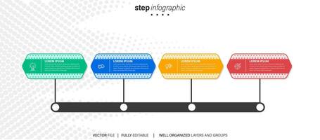 Timeline infographic line design with icons. Template for graph, diagram, presentations. Business concept with 4 options. Vector illustration.