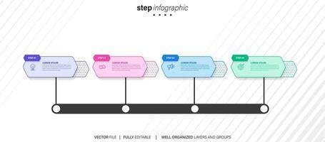 cronograma infografía línea diseño con iconos modelo para grafico, diagrama, presentaciones negocio concepto con 4 4 opciones vector ilustración.