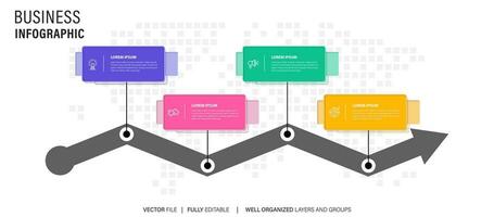 Timeline infographic design with 4 options or steps. Infographics for business concept. Can be used for presentations workflow layout, banner, process, diagram, flow chart, info graph, annual report. vector