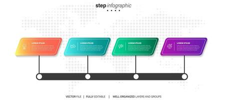 Timeline infographic line design with icons. Template for graph, diagram, presentations. Business concept with 4 options. Vector illustration.