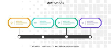 blanco vector infografía modelo. diagrama de flujo presentación diseño elementos con texto espacio. datos visualización con 4 4 pasos. proceso cronograma cuadro. flujo de trabajo diseño con copyspace