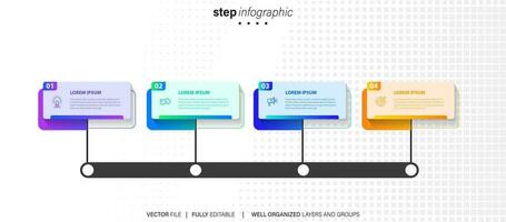 proceso de negocio infografía elemento con 4 4 pasos. pasos negocio cronograma proceso infografía modelo vector