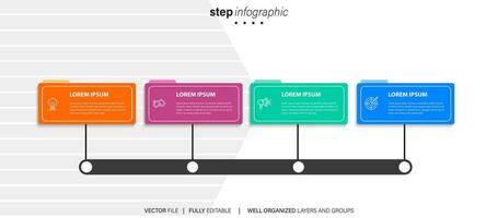 White vector infographic template. Flowchart presentation design elements with text space. Data visualization with 4 steps. Process timeline chart. Workflow layout with copyspace