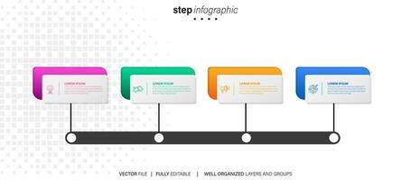 Process of Business infographic element with 4 steps. Steps business timeline process infographic template vector