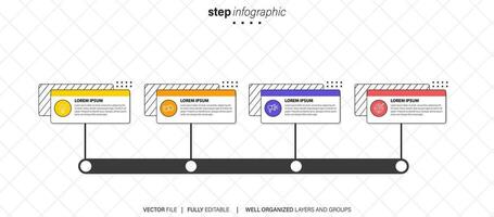 White vector infographic template. Flowchart presentation design elements with text space. Data visualization with 4 steps. Process timeline chart. Workflow layout with copyspace