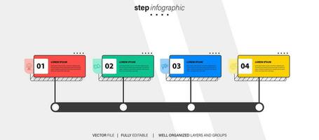 White vector infographic template. Flowchart presentation design elements with text space. Data visualization with 4 steps. Process timeline chart. Workflow layout with copyspace