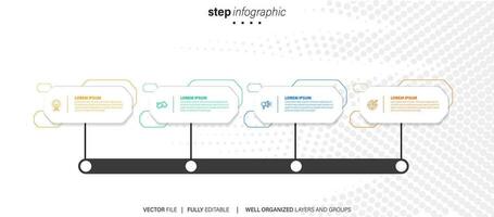 Process of Business infographic element with 4 steps. Steps business timeline process infographic template vector