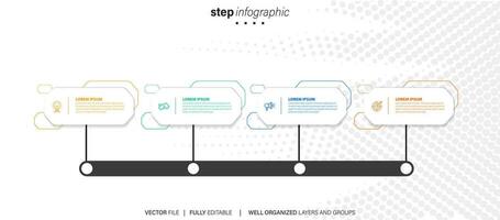 proceso de negocio infografía elemento con 4 4 pasos. pasos negocio cronograma proceso infografía modelo vector