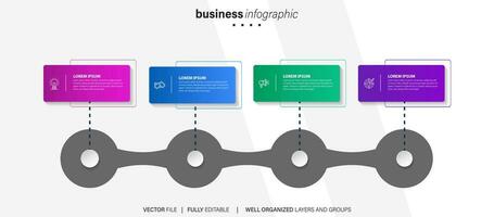 proceso de negocio infografía elemento con 4 4 pasos. pasos negocio cronograma proceso infografía modelo vector