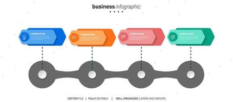 Process of Business infographic element with 4 steps. Steps business timeline process infographic template vector