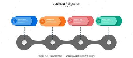 Process of Business infographic element with 4 steps. Steps business timeline process infographic template vector