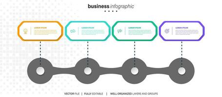 Business infographic four steps for presentation, step up infochart, vector illustration