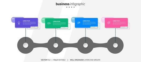 visualización de datos comerciales. iconos de infografía de línea de tiempo diseñados para plantilla de fondo abstracto elemento de hito diagrama moderno tecnología de proceso marketing digital presentación de datos vector de gráfico