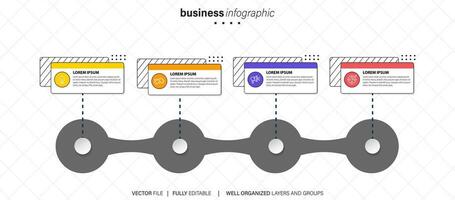 Modern 3D infographic template with 4 steps. Business circle template with options for brochure, diagram, workflow, timeline, web design. Vector EPS 10